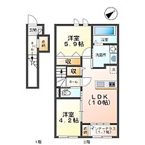 ルナ クレセンテ～Luna Crecente～ 202 ｜ 千葉県柏市大井850-1、851-4（賃貸アパート2LDK・2階・58.40㎡） その2