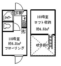フェリスルフレ ワンルームの間取図画像