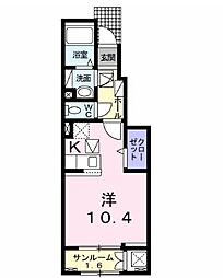 JR牟岐線 中田駅 徒歩15分の賃貸アパート 1階ワンルームの間取り