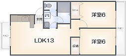 ドゥエル新蔵 2LDKの間取図画像