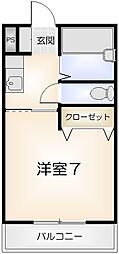 プレシオン南昭和 1Kの間取図画像