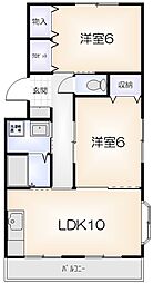 ガーデンヒルズ昭和町1 2LDKの間取図画像