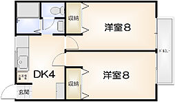 セジュール林A 2DKの間取図画像