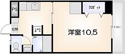ハーバーハイツ万代町 1Kの間取図画像