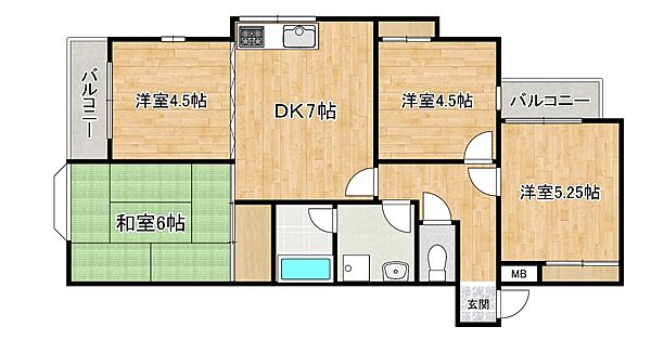 兵庫県神戸市東灘区西岡本3丁目(賃貸マンション4DK・2階・60.00㎡)の写真 その2