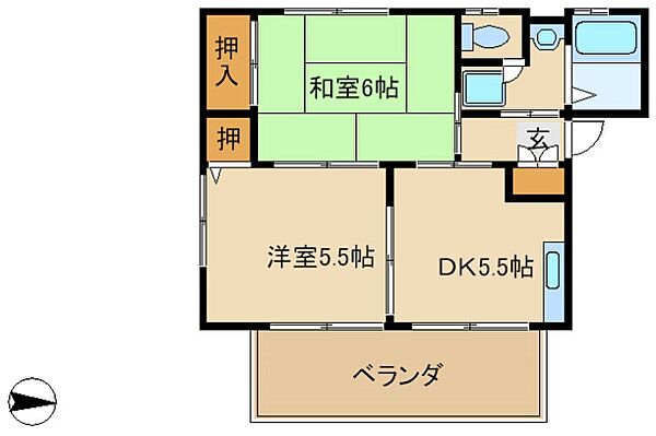 兵庫県高砂市高砂町藍屋町(賃貸アパート2DK・1階・43.00㎡)の写真 その2