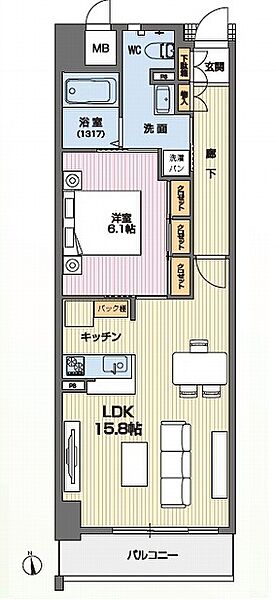 兵庫県姫路市博労町(賃貸マンション1LDK・3階・53.86㎡)の写真 その2