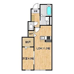 ソルテ松代 1階1LDKの間取り