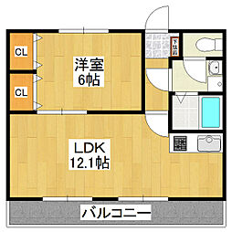 ソルシオン 3階1LDKの間取り