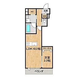 ALLURE　JIMBA 3階1LDKの間取り