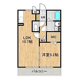 ルーチェ 2階1LDKの間取り