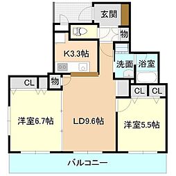 エルプロッサ 2LDKの間取図画像