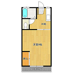 シルクハイツA 1Kの間取図画像
