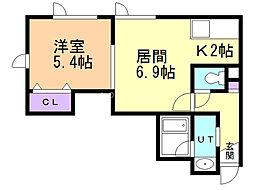 サンセット 1DKの間取図画像