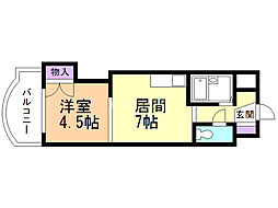 菊水コート 1LDKの間取図画像
