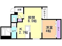 Ｃｉｔｙ　Ｓｑｕａｒｅ菊水 2階1LDKの間取り
