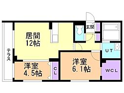 ヴォヤージュ菊水 2LDKの間取図画像