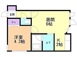 カラバオ白石 1LDKの間取図画像