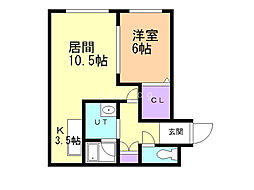 Papa・Garden 1LDKの間取図画像