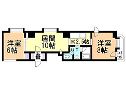 メープル東札幌 2LDKの間取図画像
