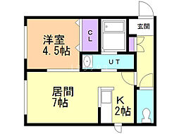 フレグラント菊水 1LDKの間取図画像