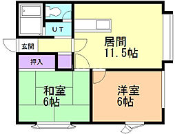 ハイツグレーシャス 2LDKの間取図画像