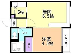 ダイアナ白石ヒルズ3 1LDKの間取図画像