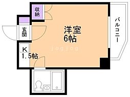 アビタシオン菊水 1Kの間取図画像
