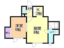 プレシャスハイム 1LDKの間取図画像