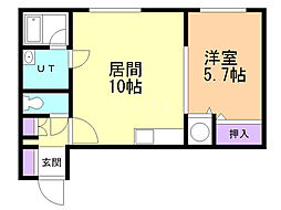 ブルーメ 1LDKの間取図画像