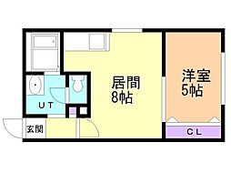 クリスタルN9 1LDKの間取図画像