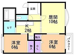 エスポアール 2LDKの間取図画像