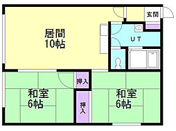 リベラハイツ 2LDKの間取図画像