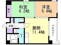 プロシード本通 2LDKの間取図画像