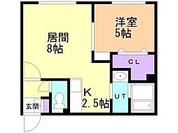 グランメール恵翔 1LDKの間取図画像