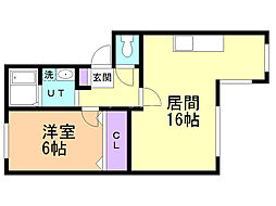 東札幌ハイム 1LDKの間取図画像
