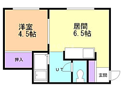 サンライズ21 1DKの間取図画像