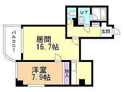 グランメゾン東札幌 1LDKの間取図画像