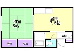 喜栄荘 1DKの間取図画像