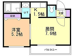 コンフォートステイ南郷通 1LDKの間取図画像