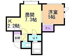 アルキオーネ平和通 1LDKの間取図画像