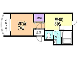 Q-BIG白石 1DKの間取図画像