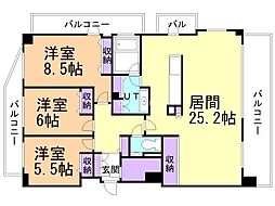 ロジェ白石平和通 3LDKの間取図画像