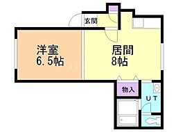M・Jアームス 1DKの間取図画像