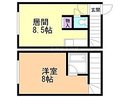 フレンドパーク 1LDKの間取図画像