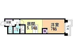 コンパス白石 1DKの間取図画像
