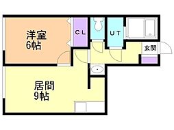 中商マンション 1LDKの間取図画像