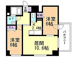 グレイスコート菊水 2LDKの間取図画像