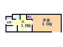 サクシーズ北野 1Kの間取図画像