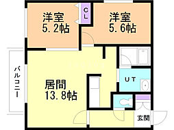 バーニーズメルシー 2LDKの間取図画像